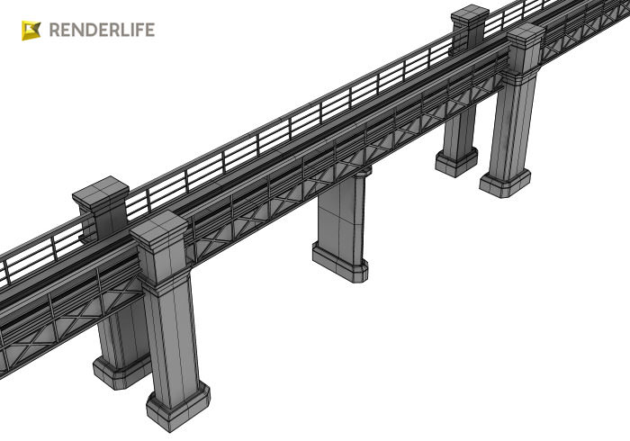Train bridge 3D model_2