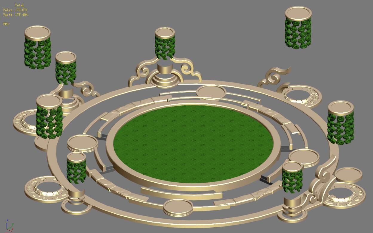 Building platform - round city center decoration 3D model_5