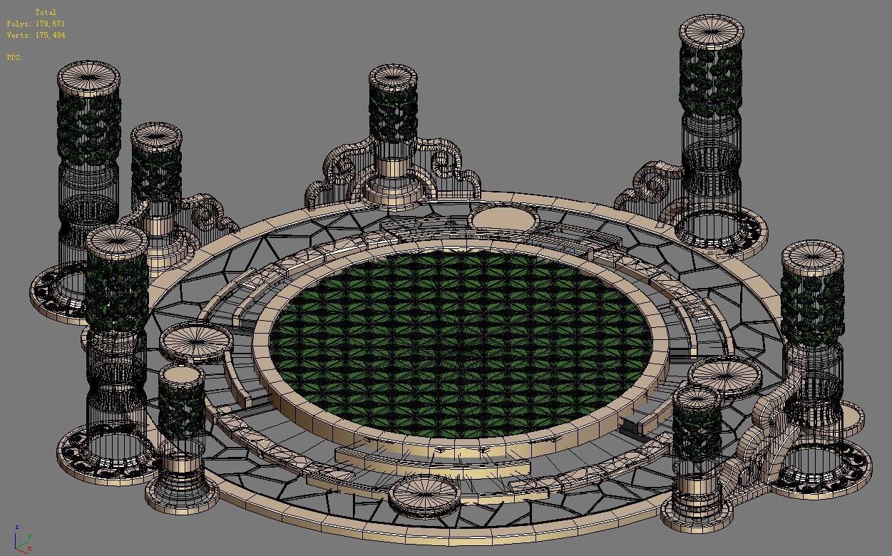 Building platform - round city center decoration 3D model_6