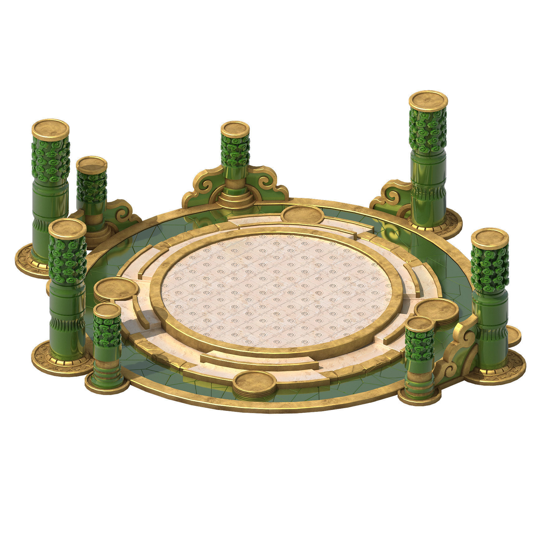 Building platform - round city center decoration 3D model_1