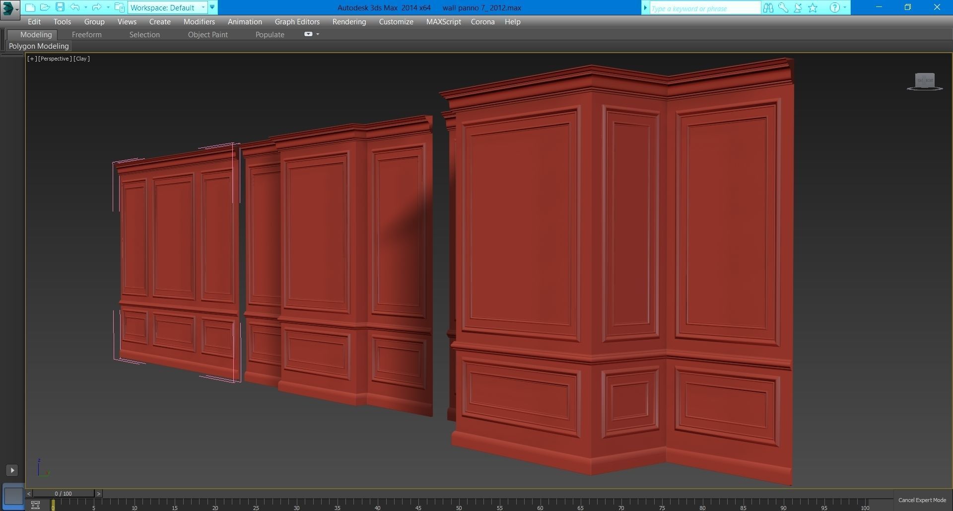 Wall molding 7  Boiserie classic panels Low-poly 3D model_24