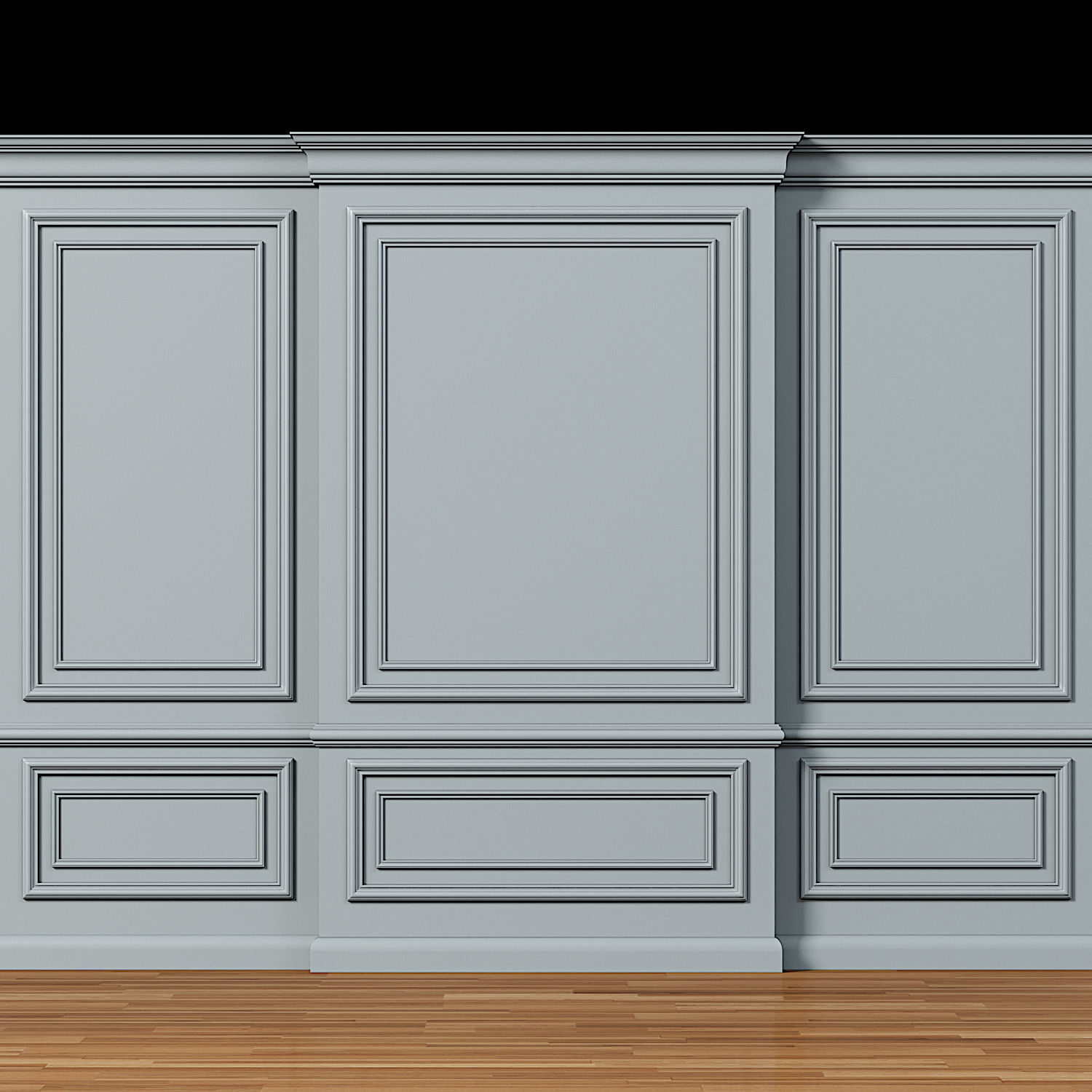 Wall molding 7  Boiserie classic panels Low-poly 3D model_3
