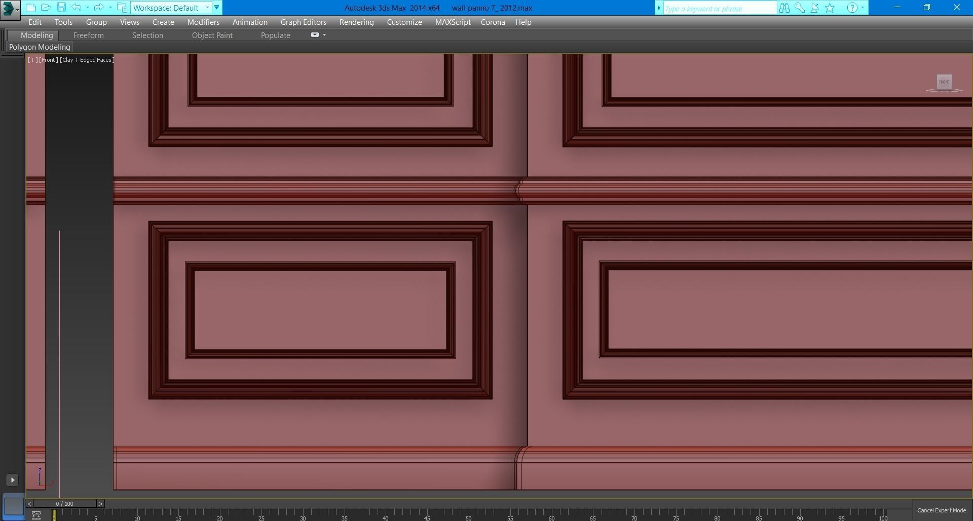 Wall molding 7  Boiserie classic panels Low-poly 3D model_17