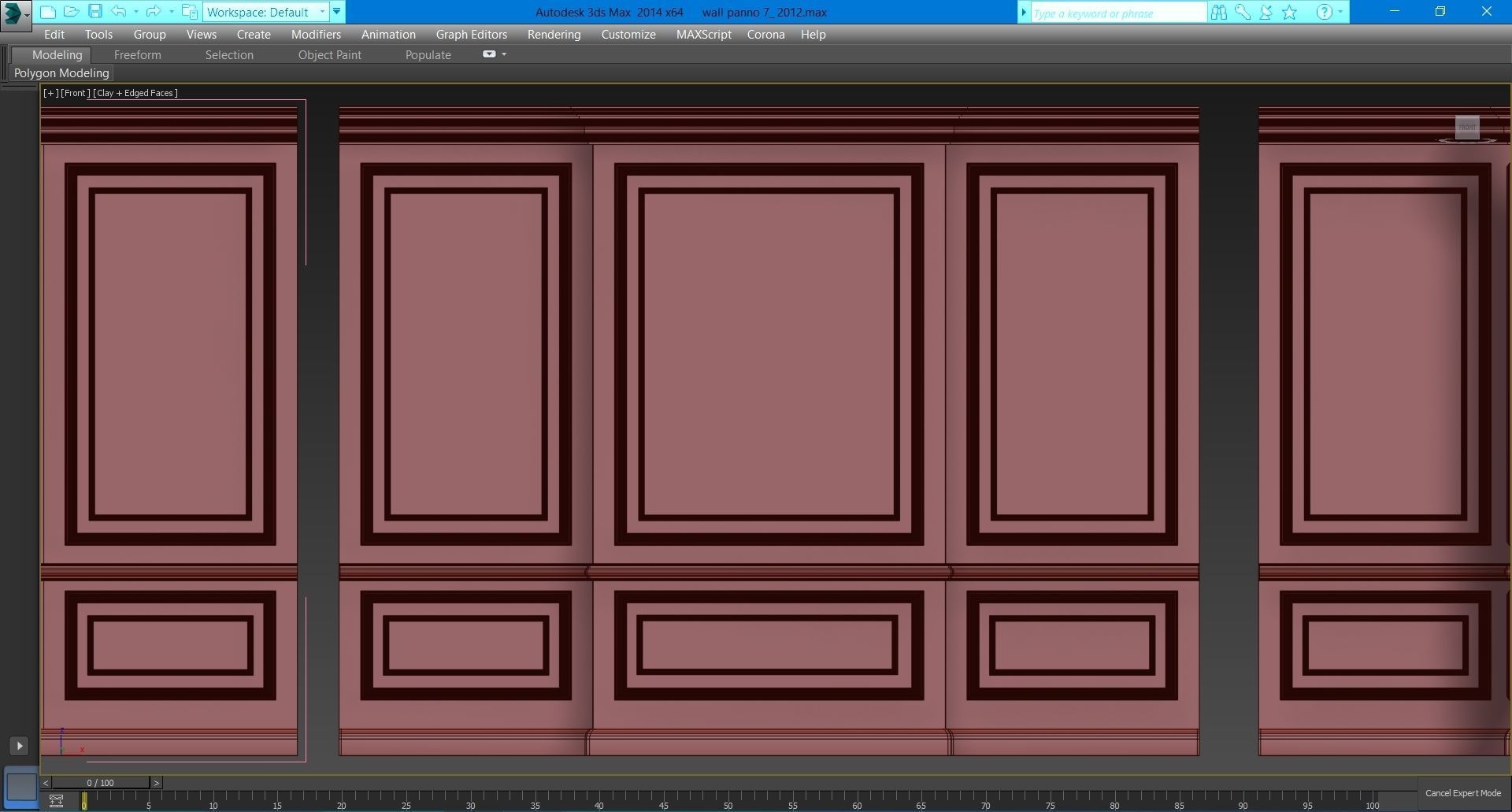 Wall molding 7  Boiserie classic panels Low-poly 3D model_15