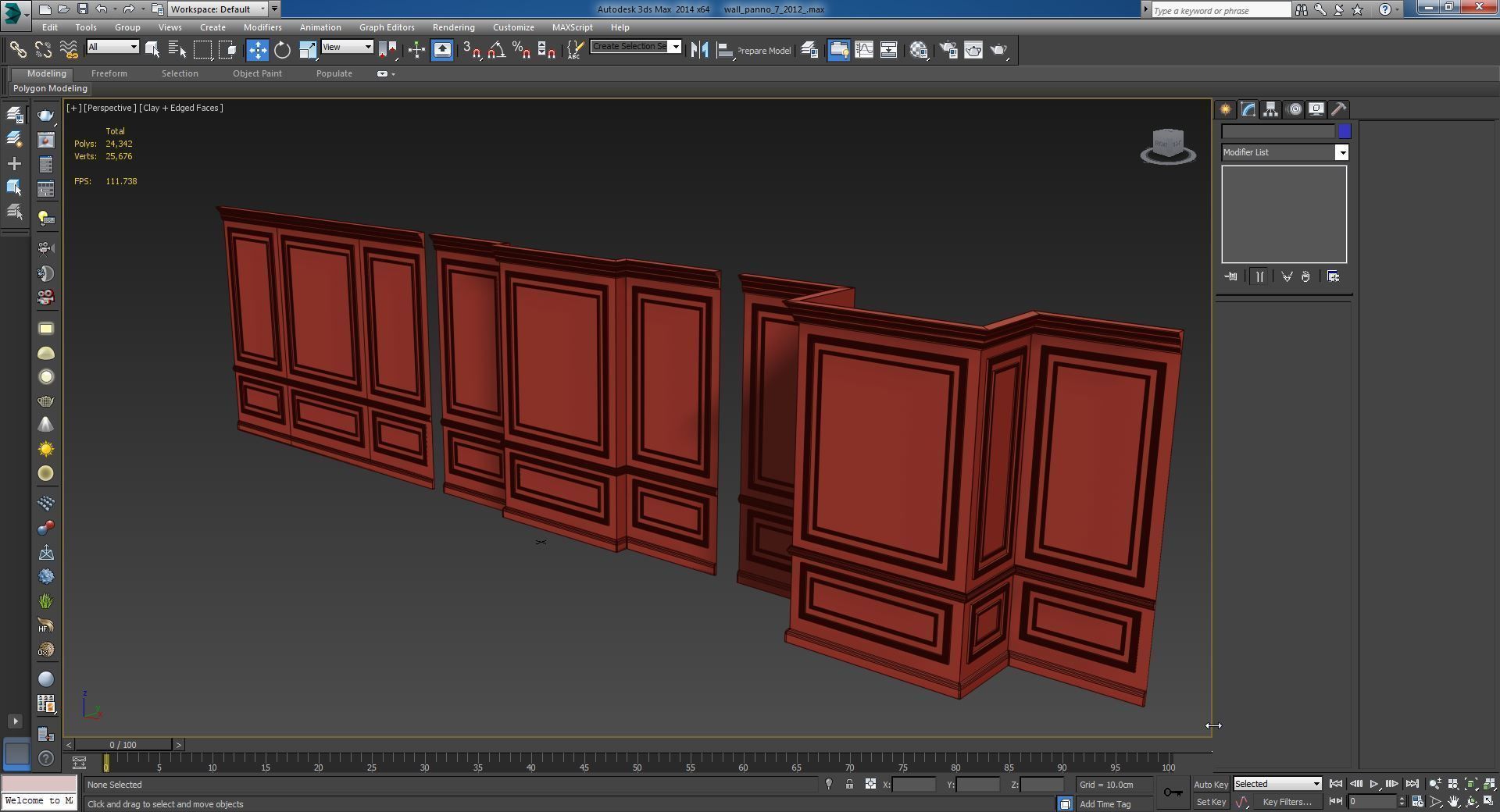 Wall molding 7  Boiserie classic panels Low-poly 3D model_6