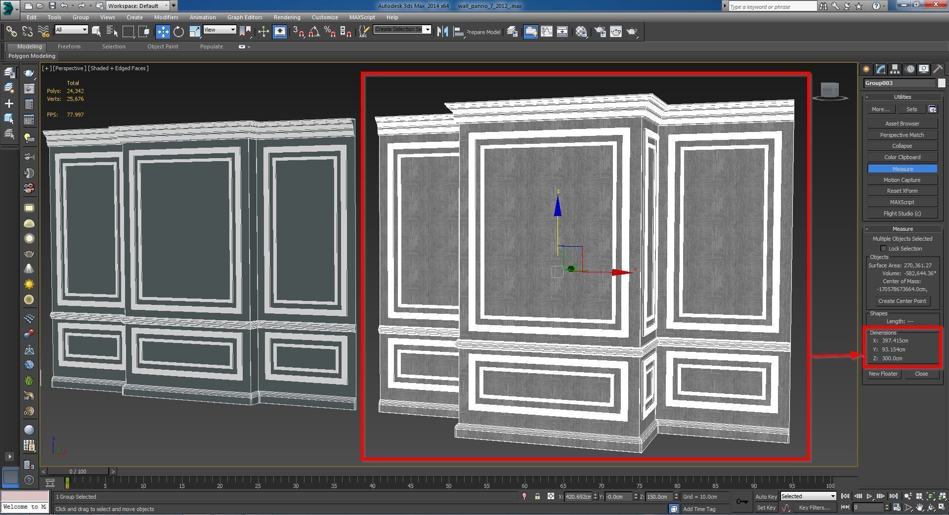 Wall molding 7  Boiserie classic panels Low-poly 3D model_11