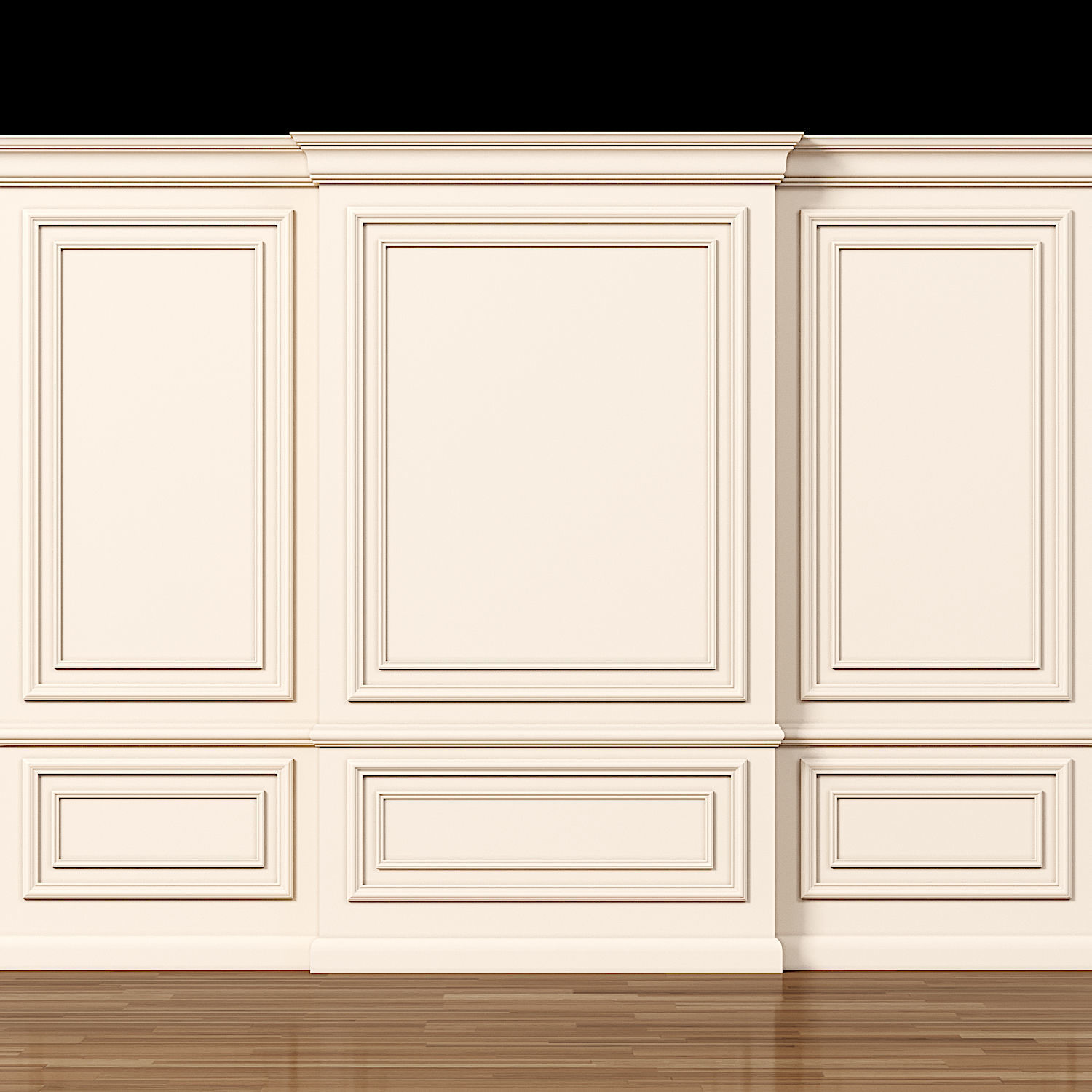 Wall molding 7  Boiserie classic panels Low-poly 3D model_2