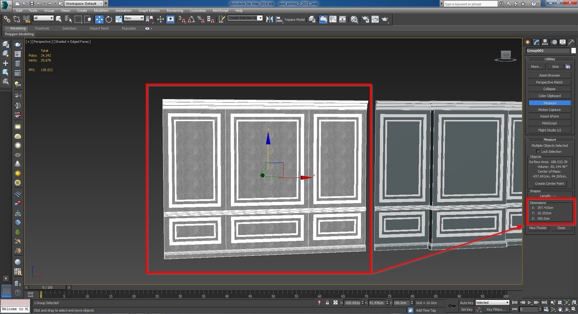 Wall molding 7  Boiserie classic panels Low-poly 3D model_9