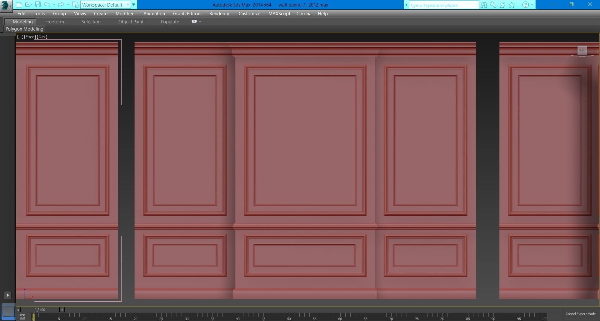 Wall molding 7  Boiserie classic panels Low-poly 3D model_14