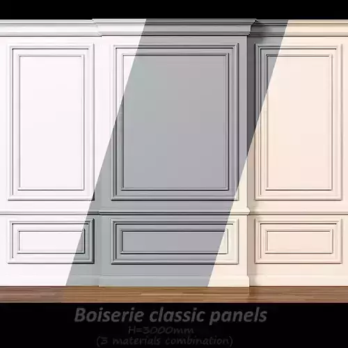 Wall molding 7  Boiserie classic panels Low-poly 3D model