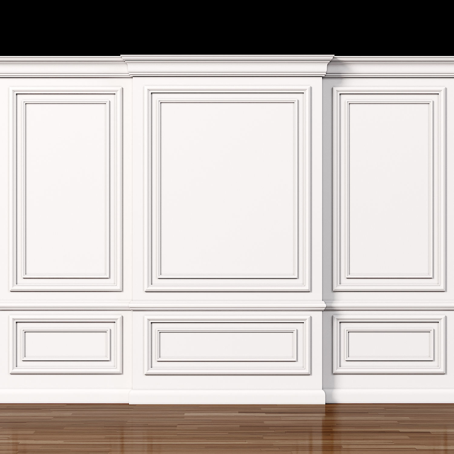 Wall molding 7  Boiserie classic panels Low-poly 3D model_4