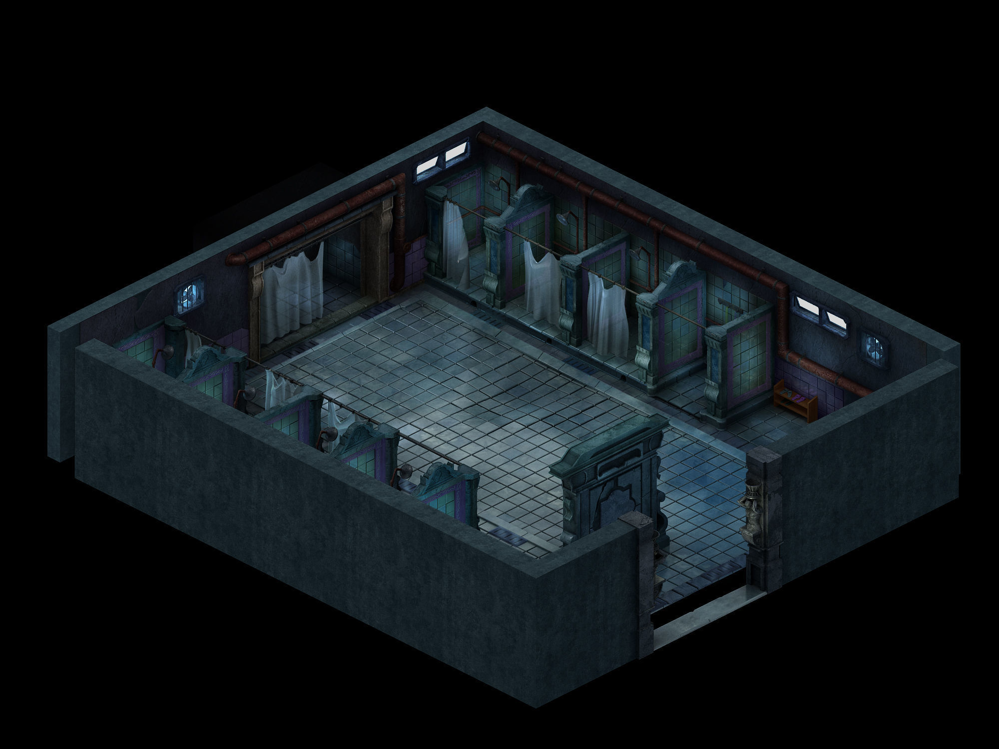 Church Hospital - Washroom 01 3D model_1