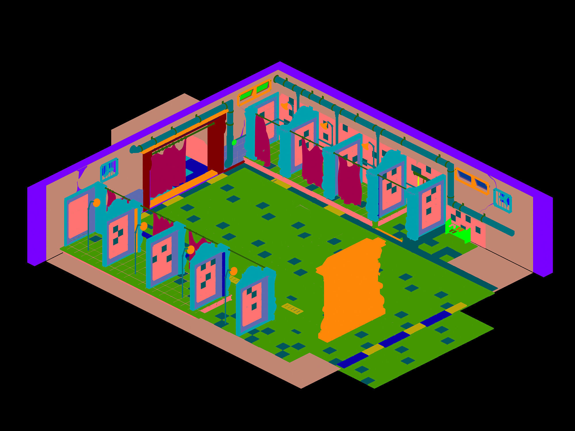 Church Hospital - Washroom 01 3D model_2