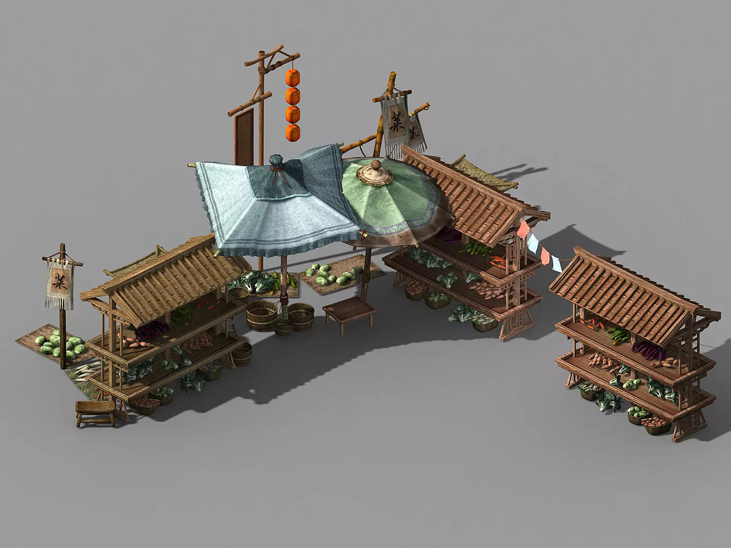 Street small traders - East City vegetable stalls 3D model_0
