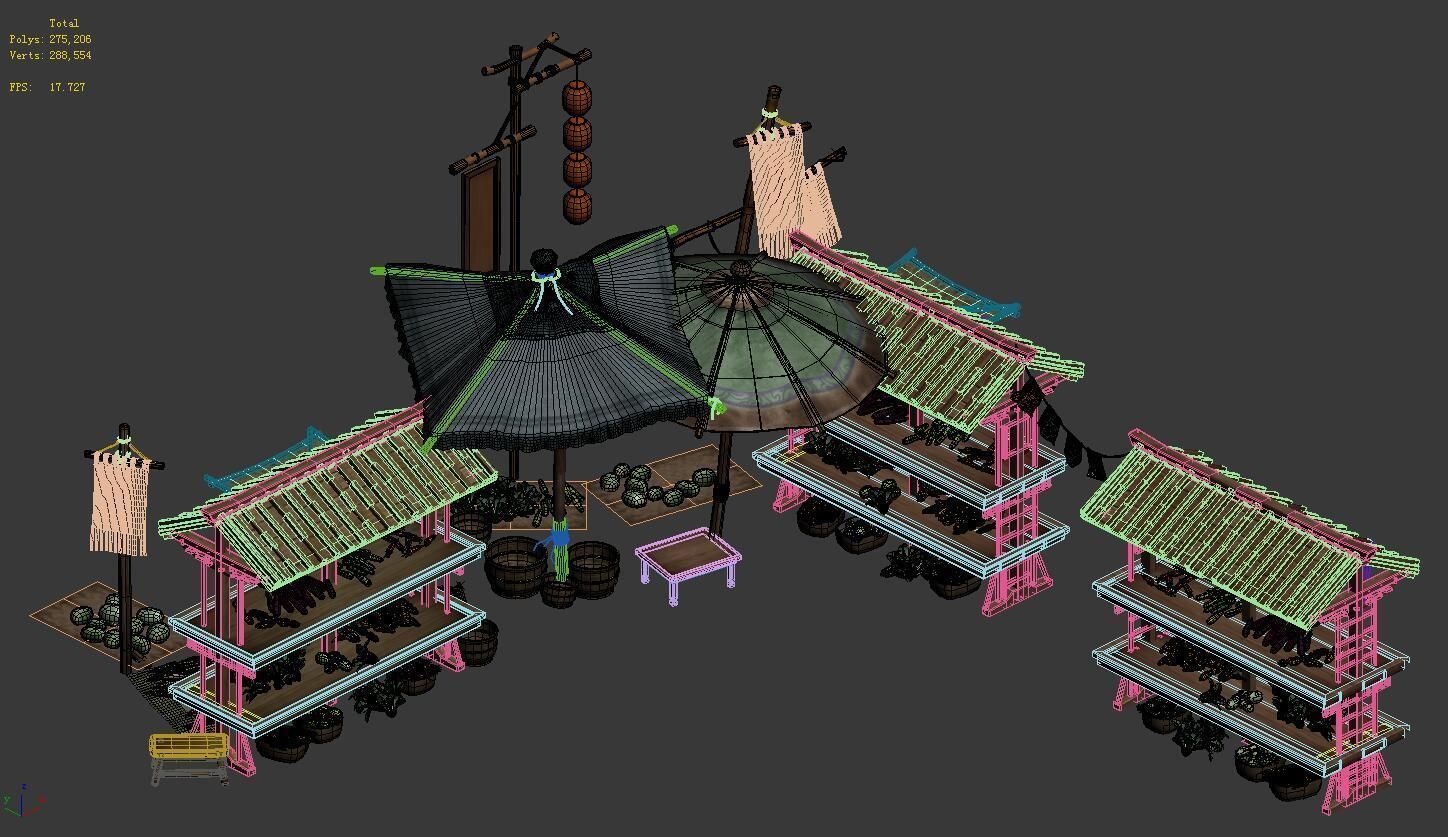 Street small traders - East City vegetable stalls 3D model_2