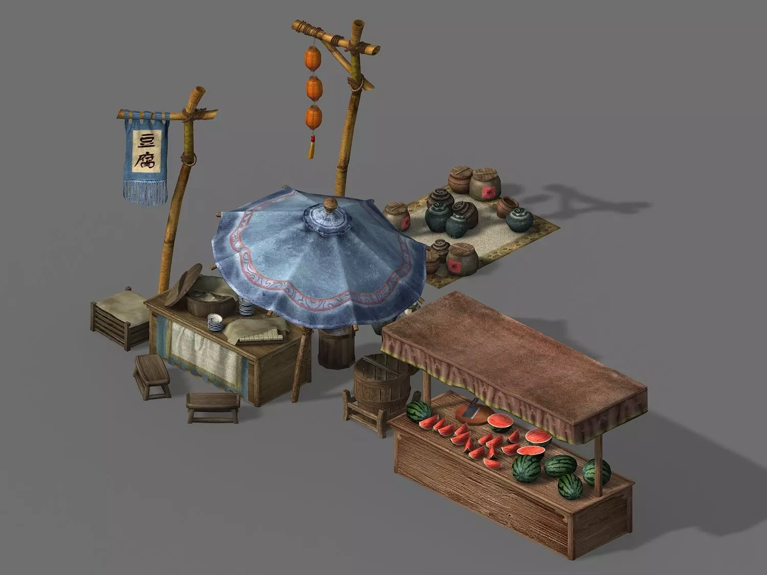 Street small traders - East City bean stalls 3D model_0