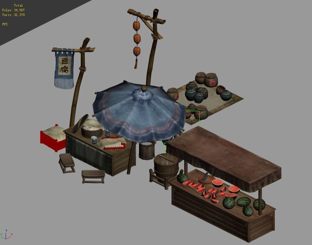 Street small traders - East City bean stalls 3D model_1