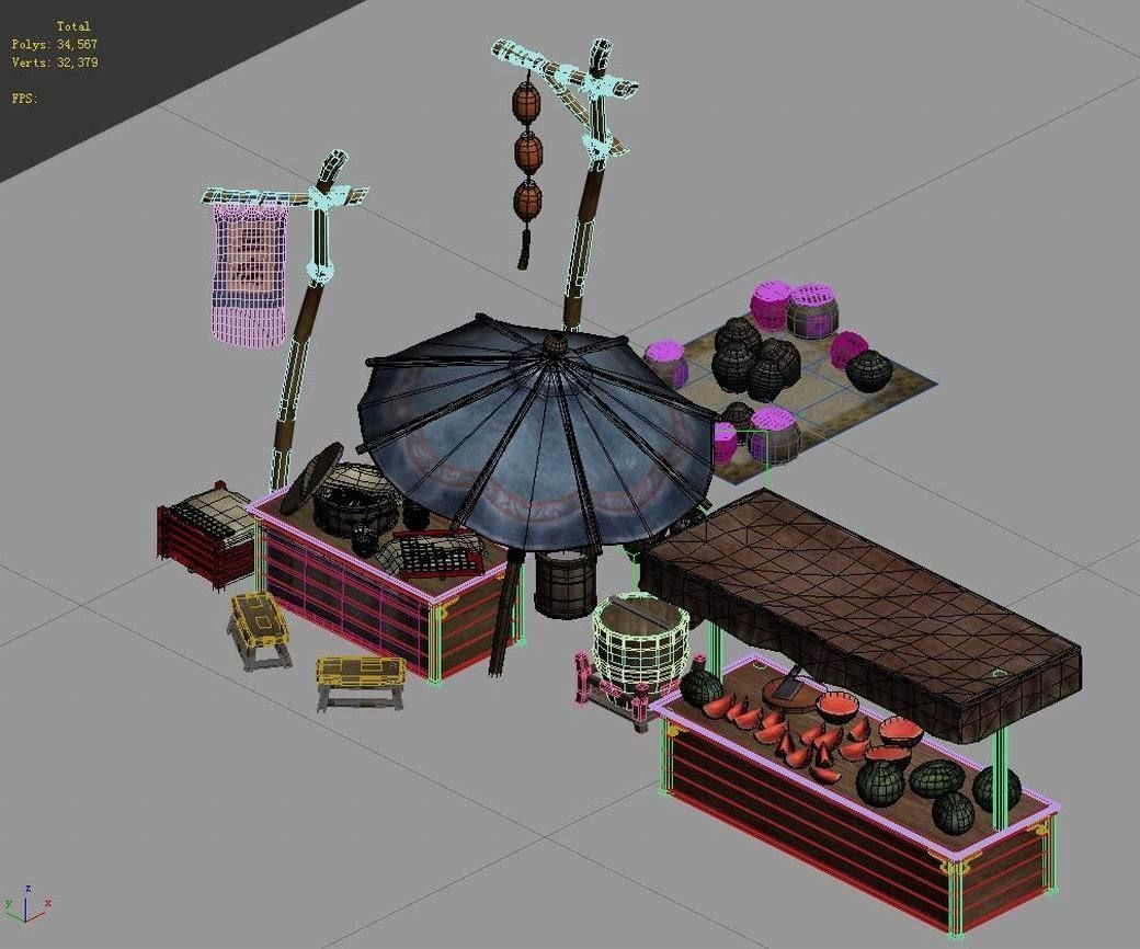 Street small traders - East City bean stalls 3D model_2