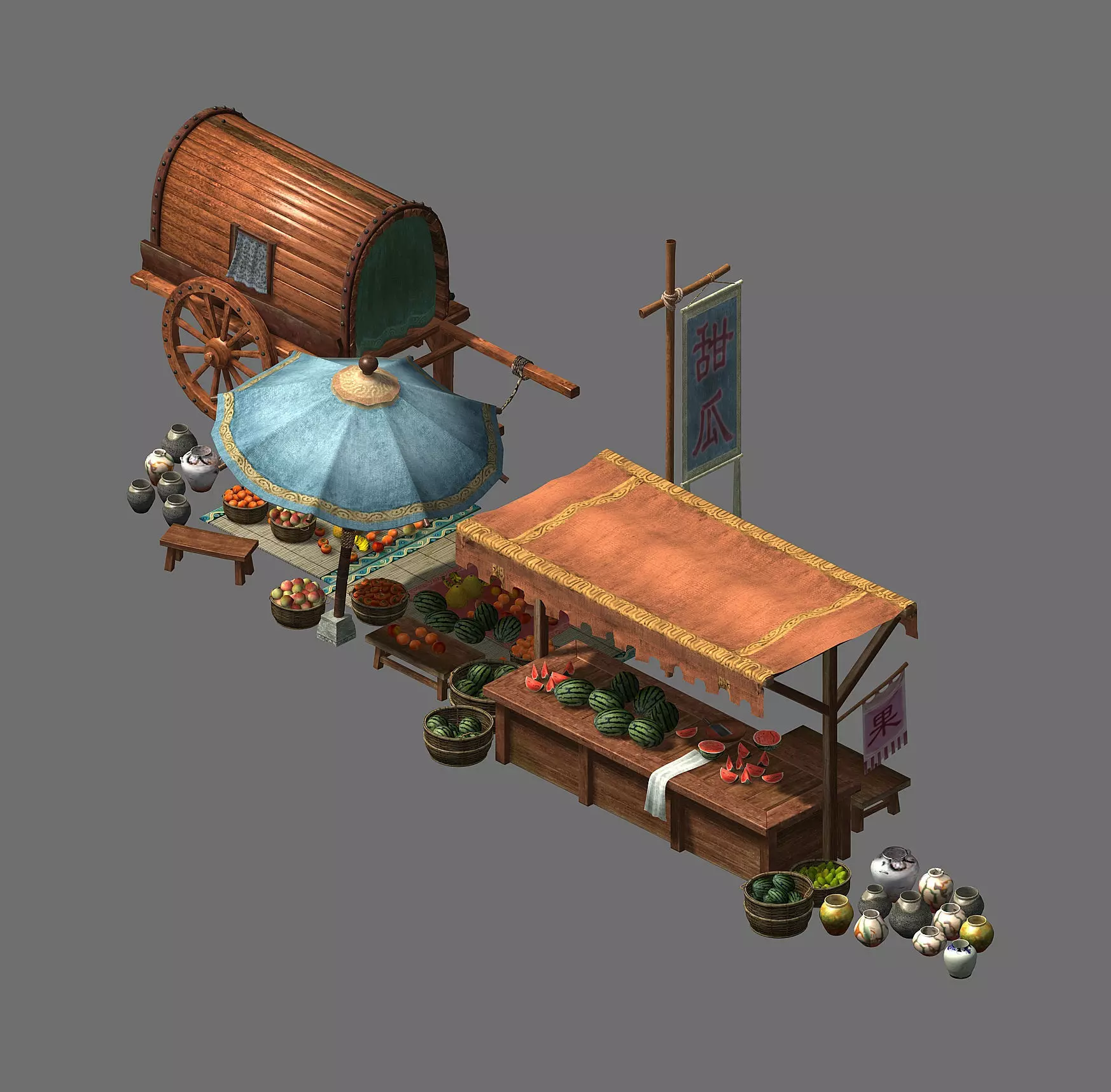 Street vendors - East City vendors 05 3D model_0