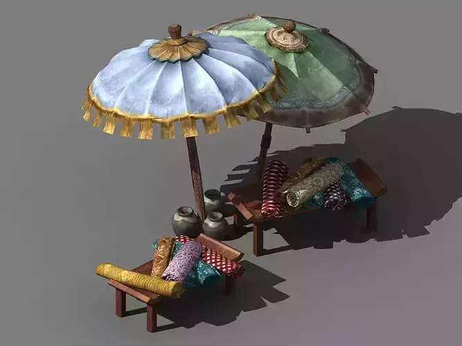Street vendors - selling stalls 3D model