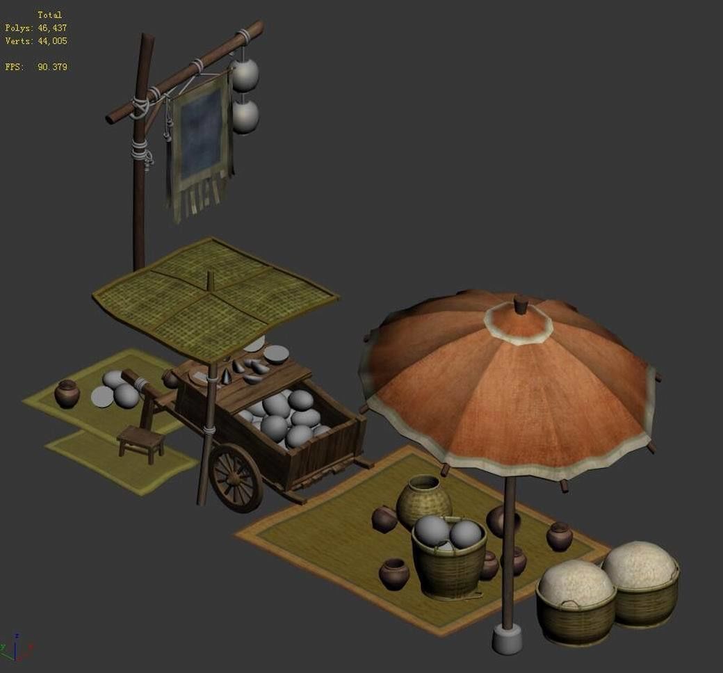 Street vendors - grocery stalls 01 3D model_2