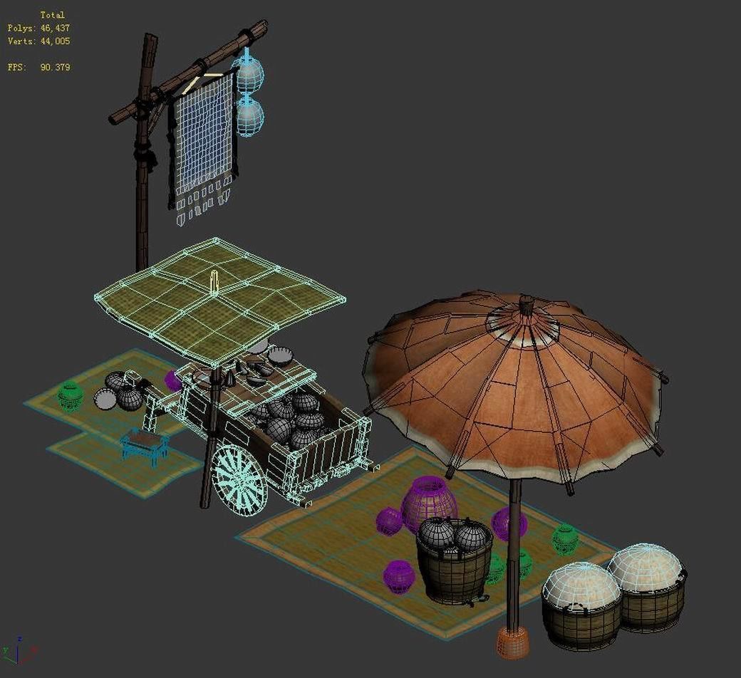 Street vendors - grocery stalls 01 3D model_1