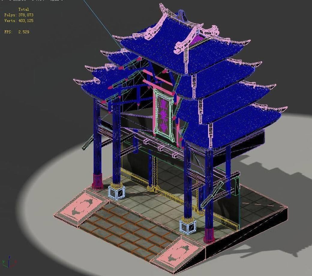 Capital city planning - temple gate 3D model_2