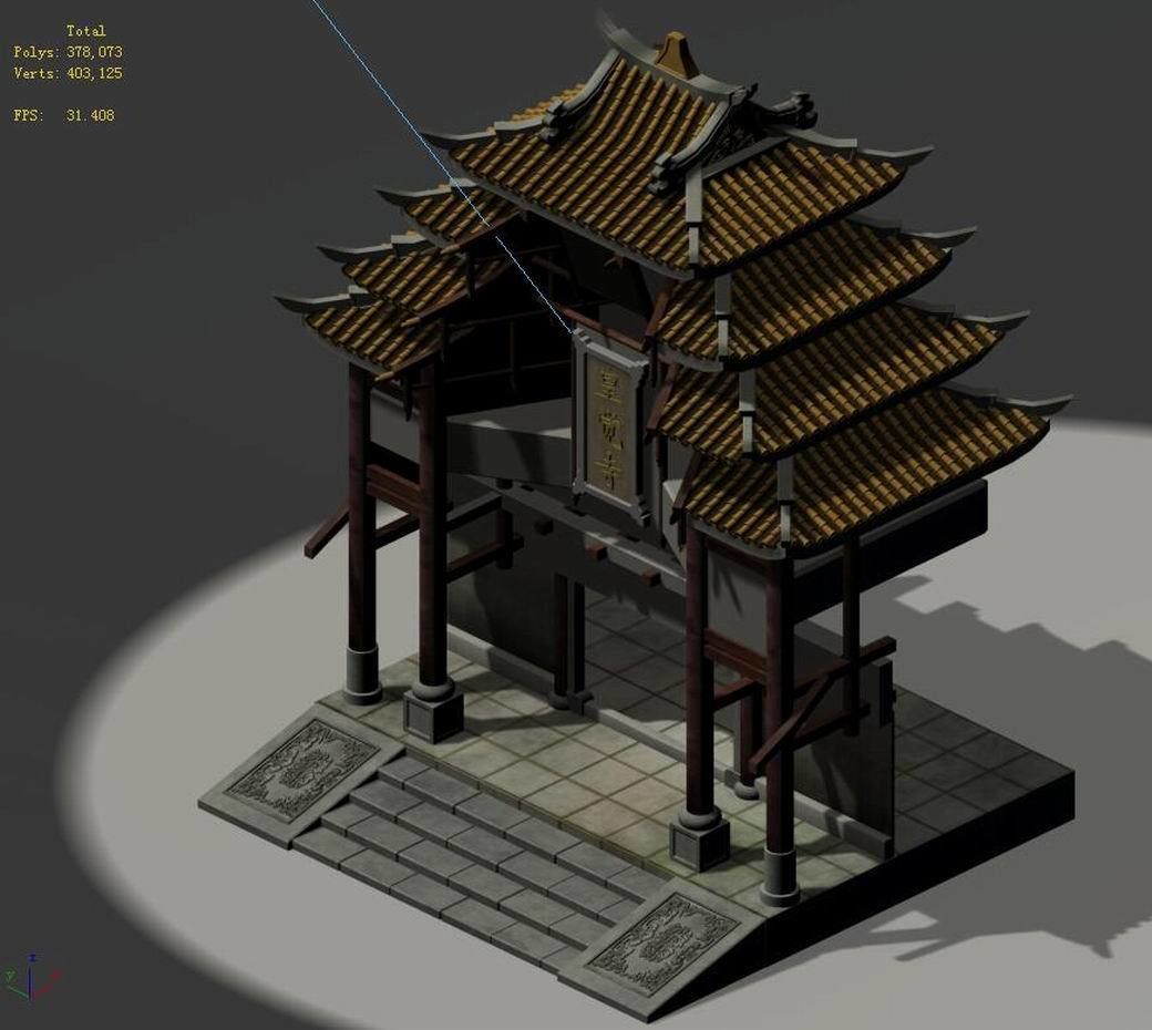 Capital city planning - temple gate 3D model_1
