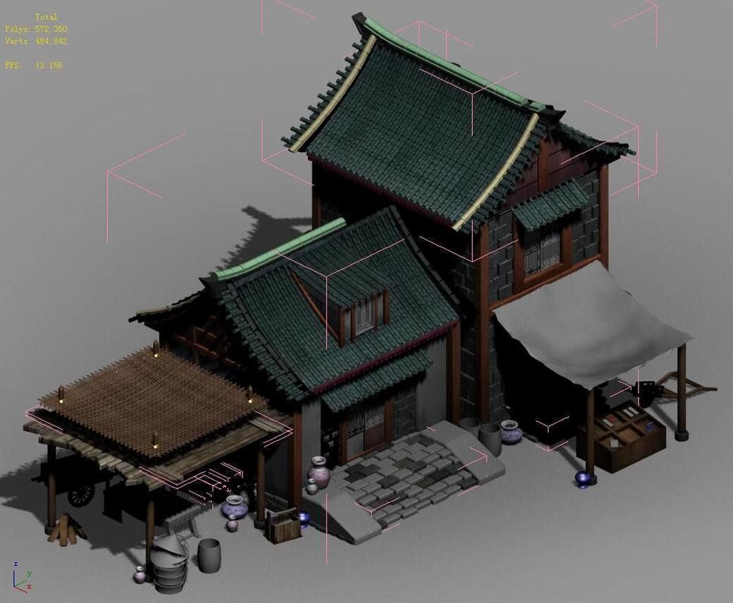 Capital city planning - small shops 02 3D model_1