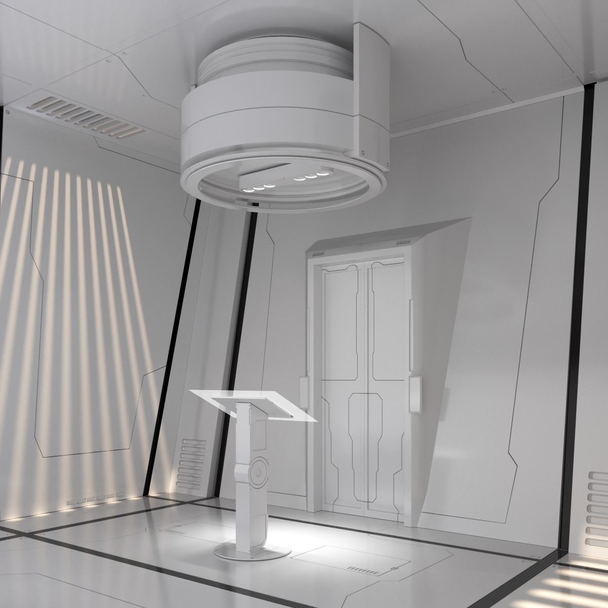 scifi corridor 3D model_1