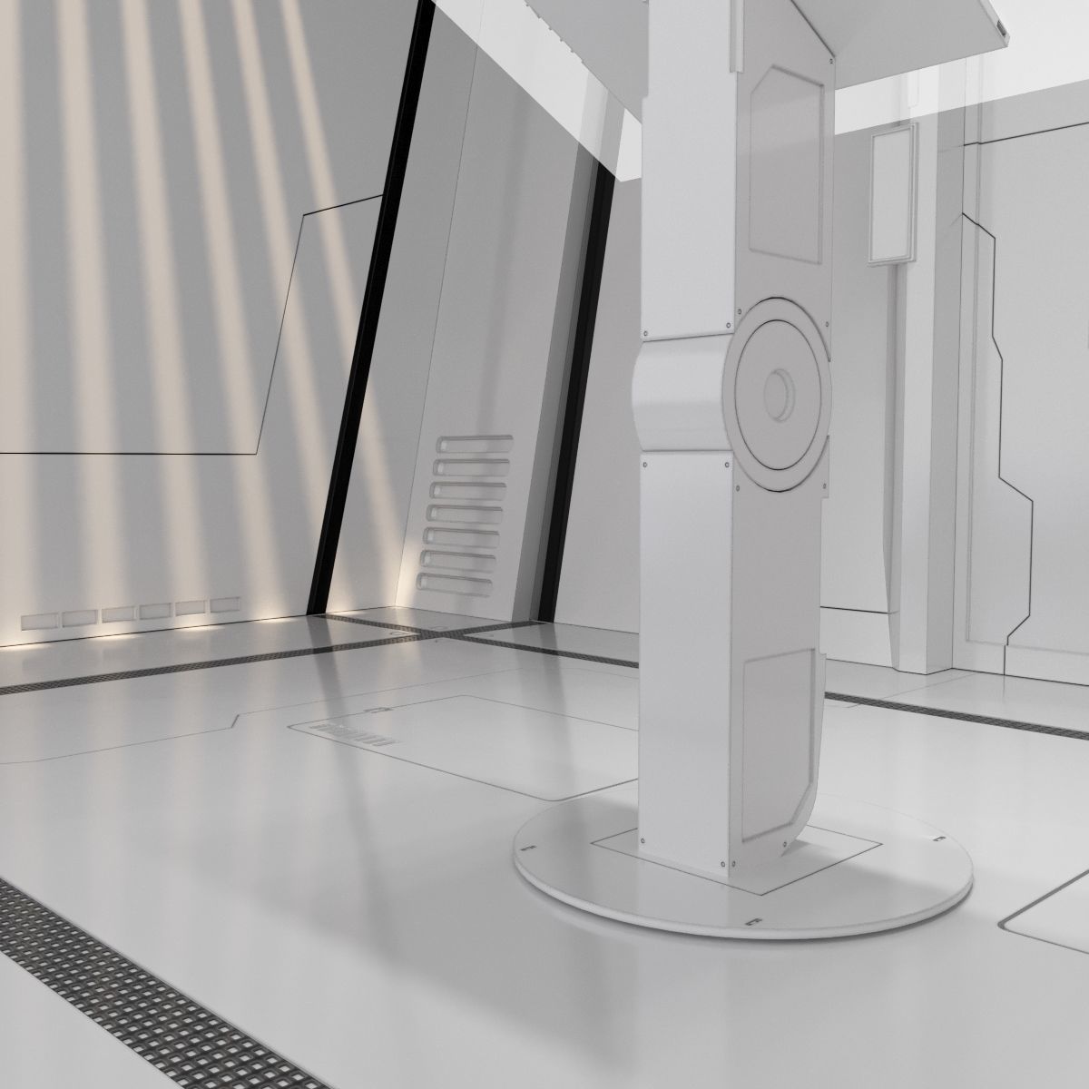 scifi corridor 3D model_8