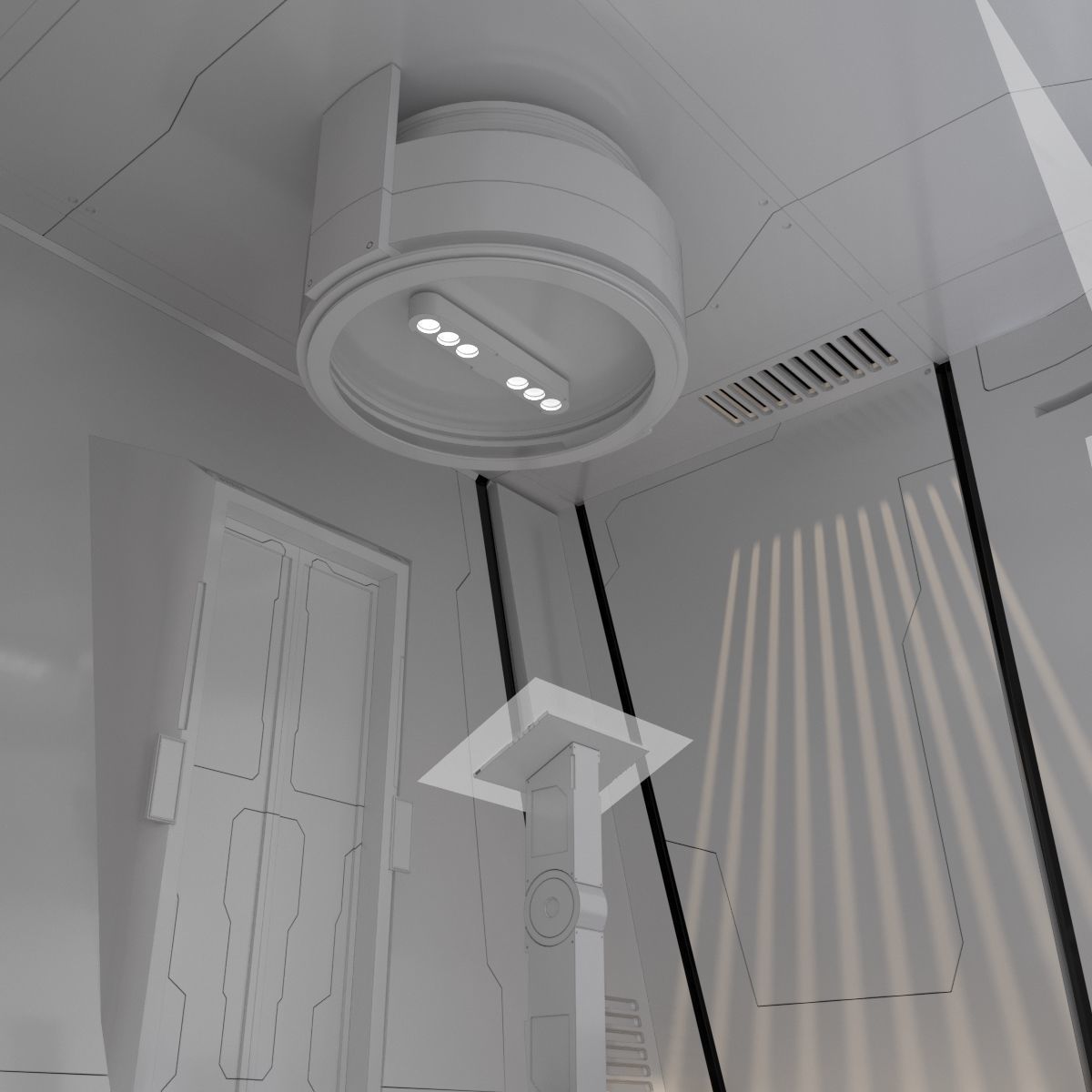 scifi corridor 3D model_6