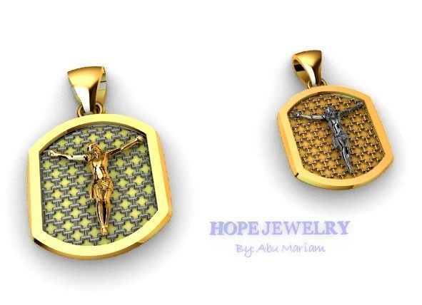 Cross pendant locket style 2 sizes 4 pcs each 3D print model_5