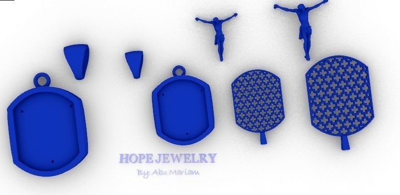 Cross pendant locket style 2 sizes 4 pcs each 3D print model_13