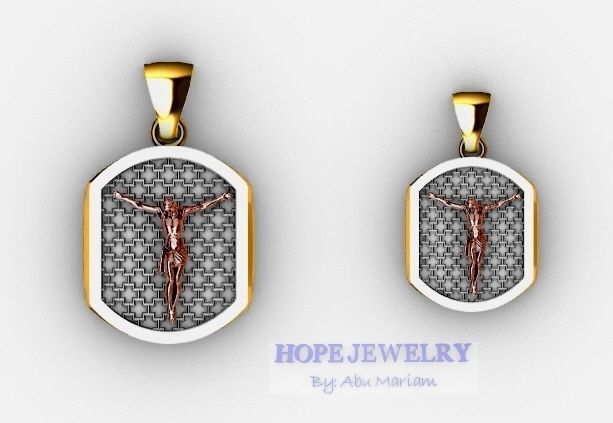 Cross pendant locket style 2 sizes 4 pcs each 3D print model_9