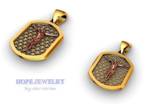 Cross pendant locket style 2 sizes 4 pcs each 3D print model_7