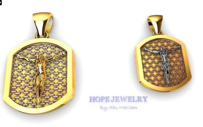 Cross pendant locket style 2 sizes 4 pcs each 3D print model_6