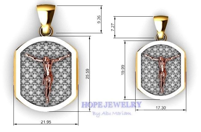 Cross pendant locket style 2 sizes 4 pcs each 3D print model_12