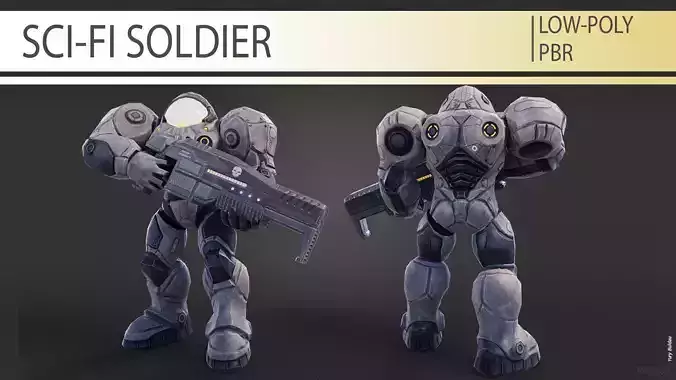 Sci-fi soldier rigged by CAT Object in 3ds max