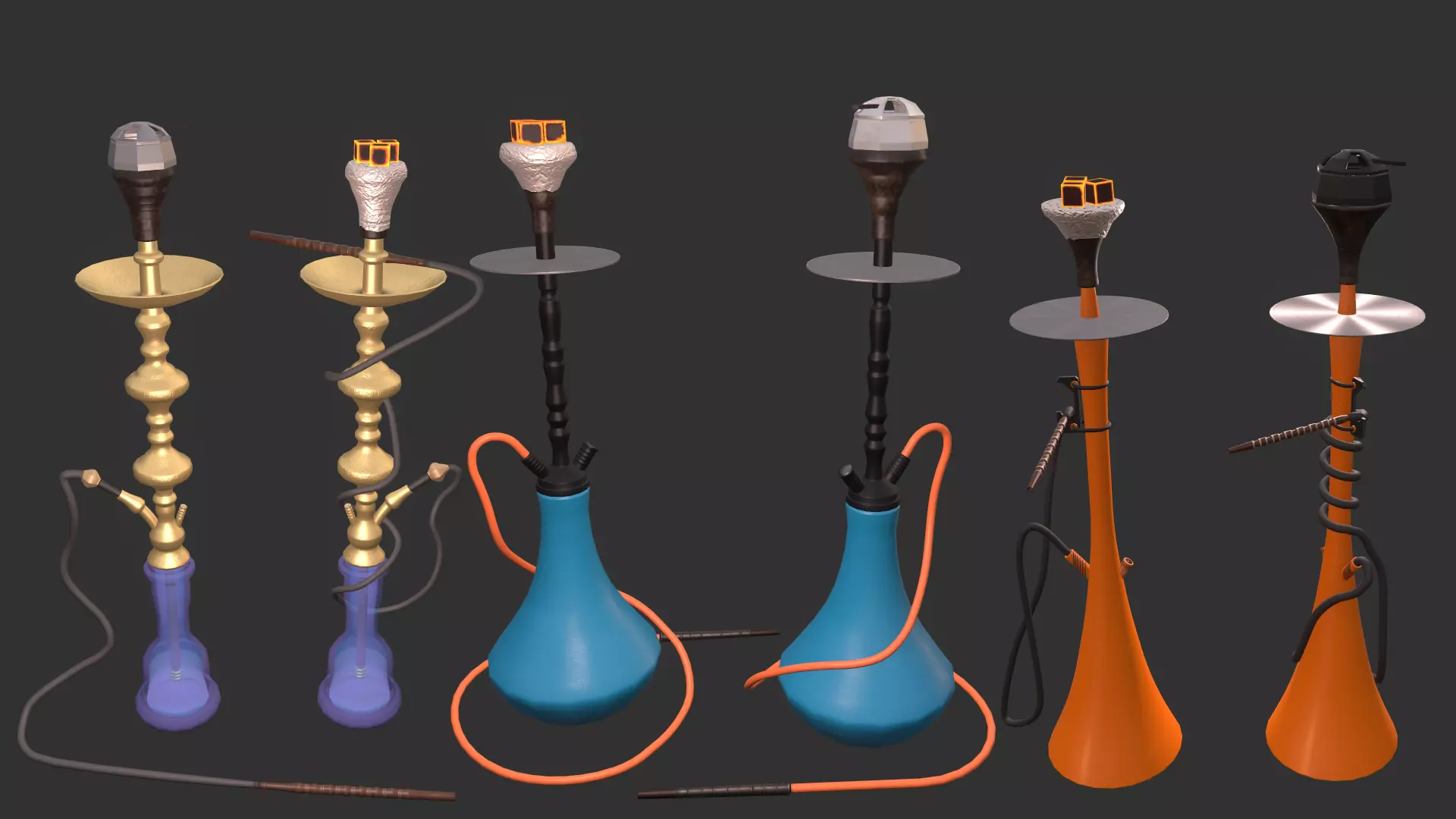 Hookah pbr pack low-poly Low-poly 3D model_0