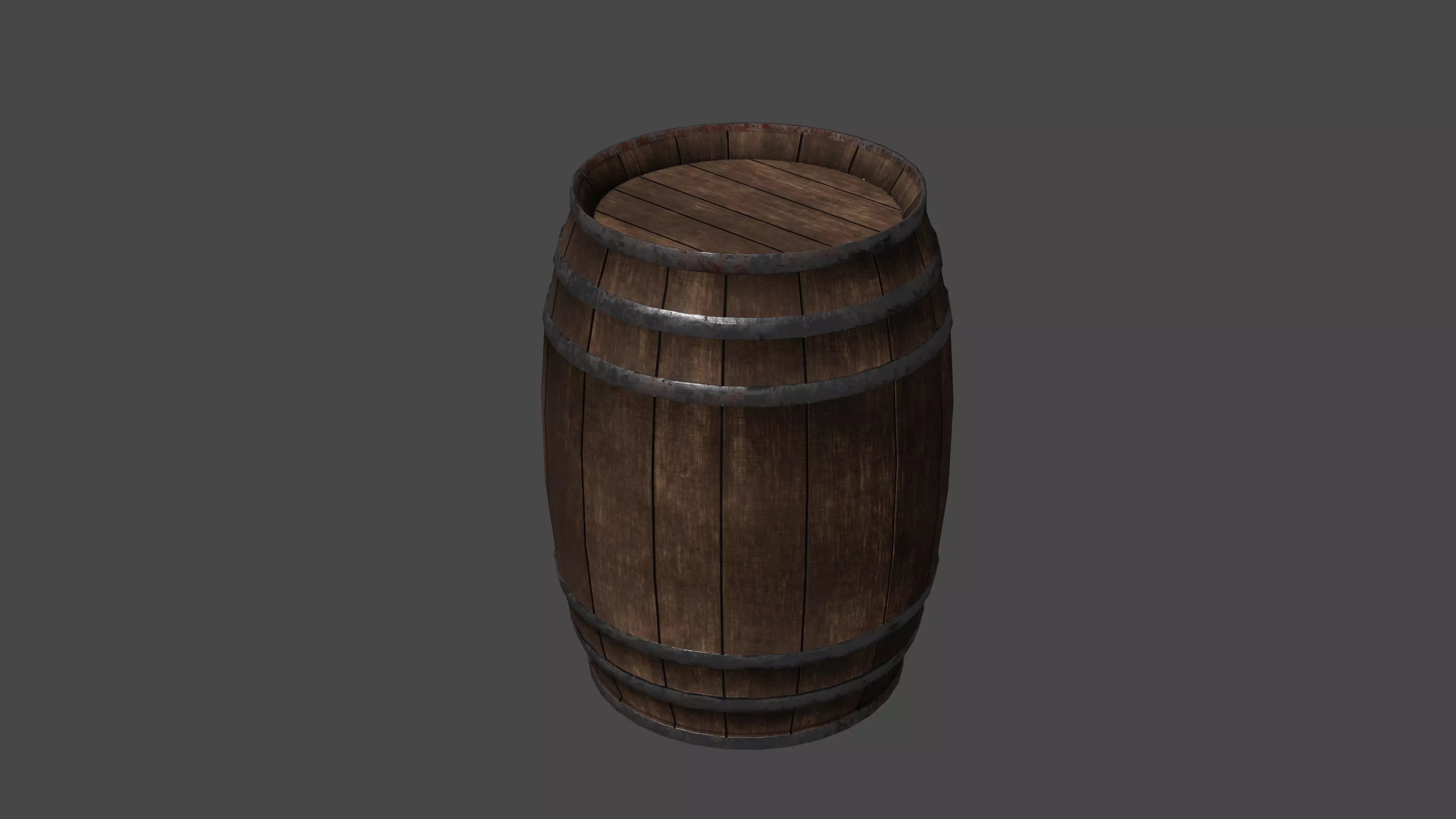 Wooden Barrel Low-poly 3D model_0