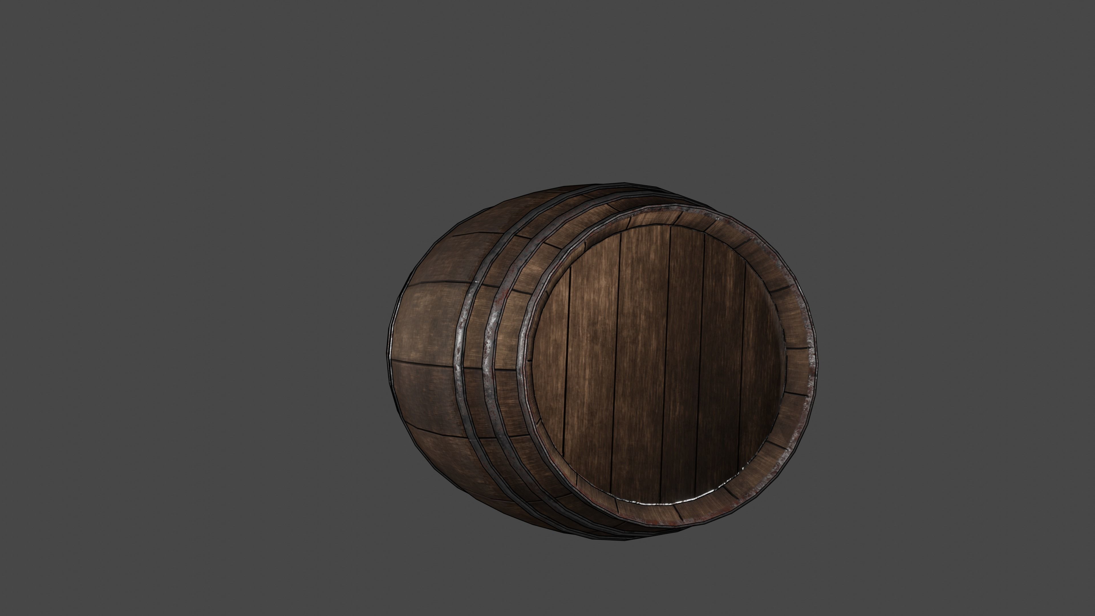 Wooden Barrel Low-poly 3D model_3