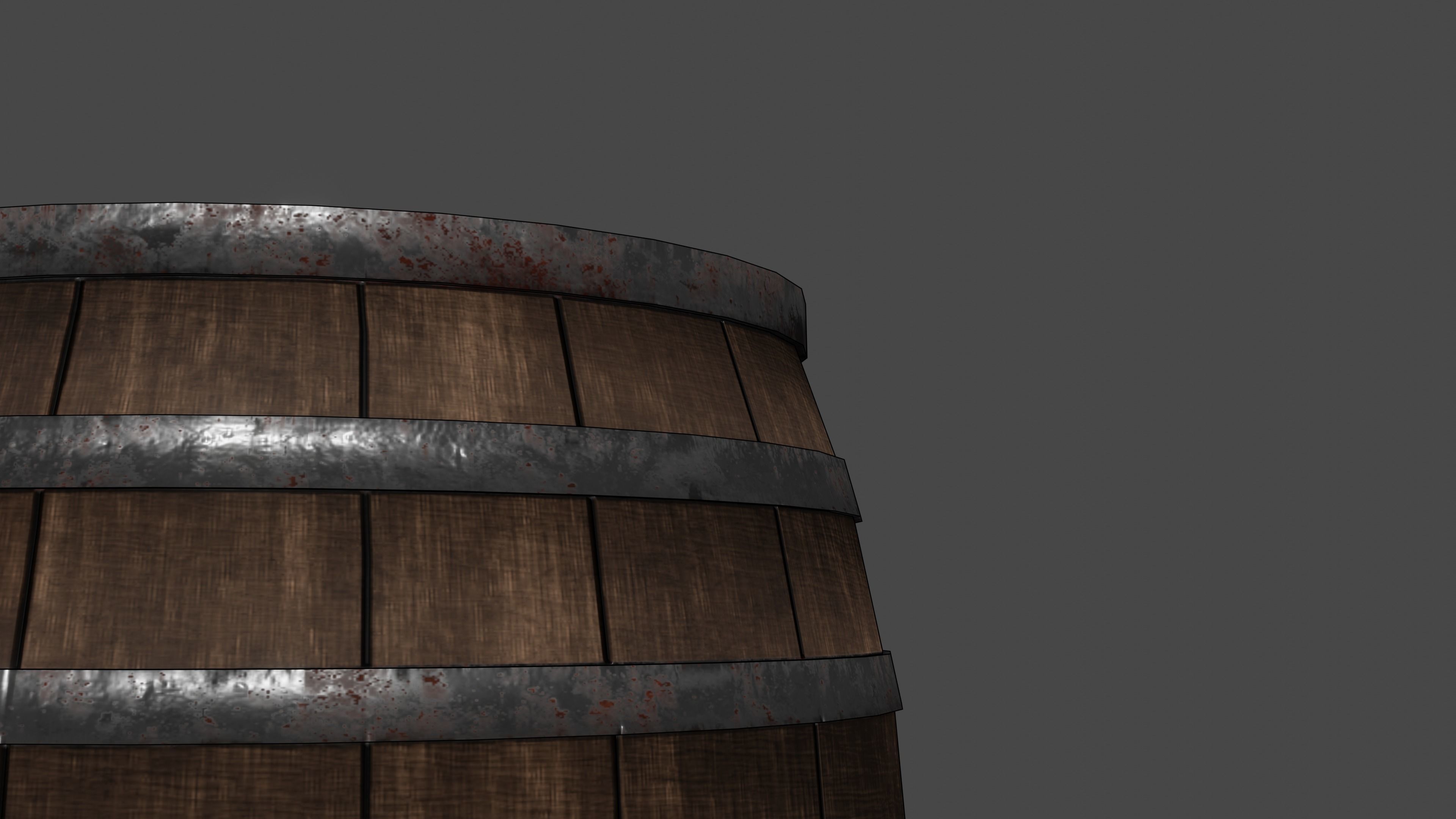 Wooden Barrel Low-poly 3D model_2