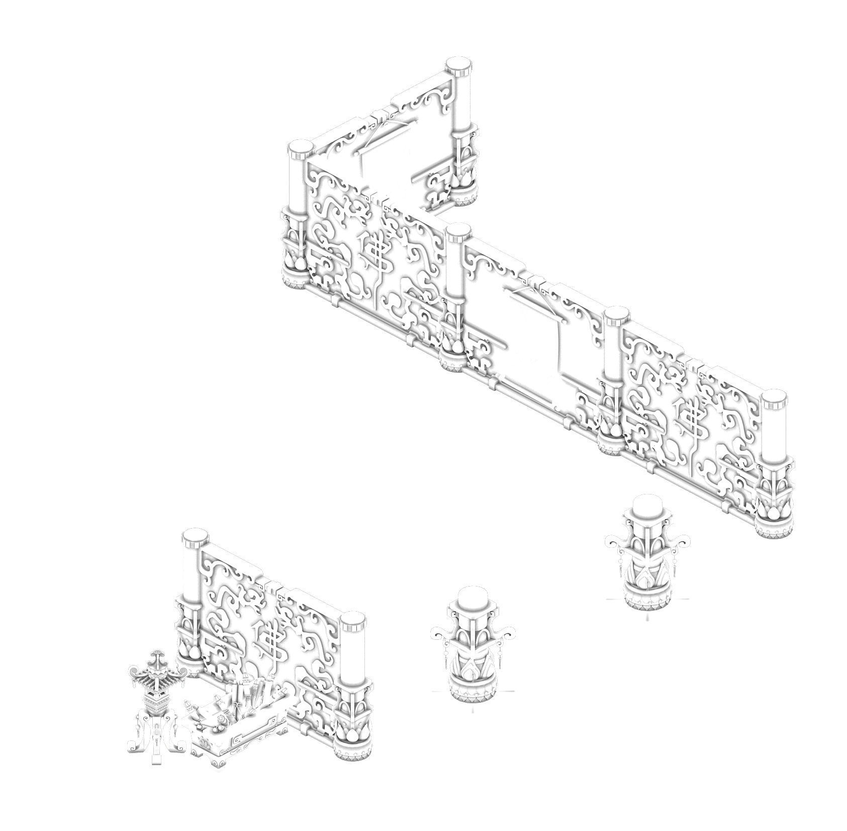 Leifeng tower - partition wall - debris 02 3D model_1