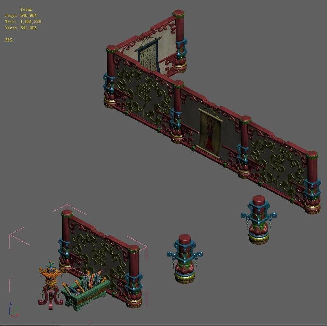 Leifeng tower - partition wall - debris 02 3D model_2