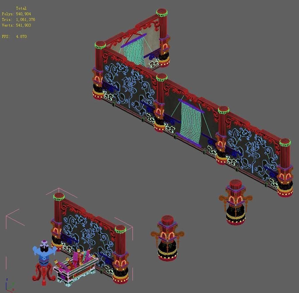 Leifeng tower - partition wall - debris 02 3D model_3