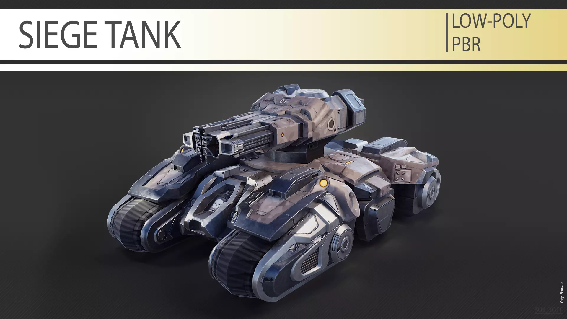 Sci-fi tank by starcraft concept Low-poly 3D model_0