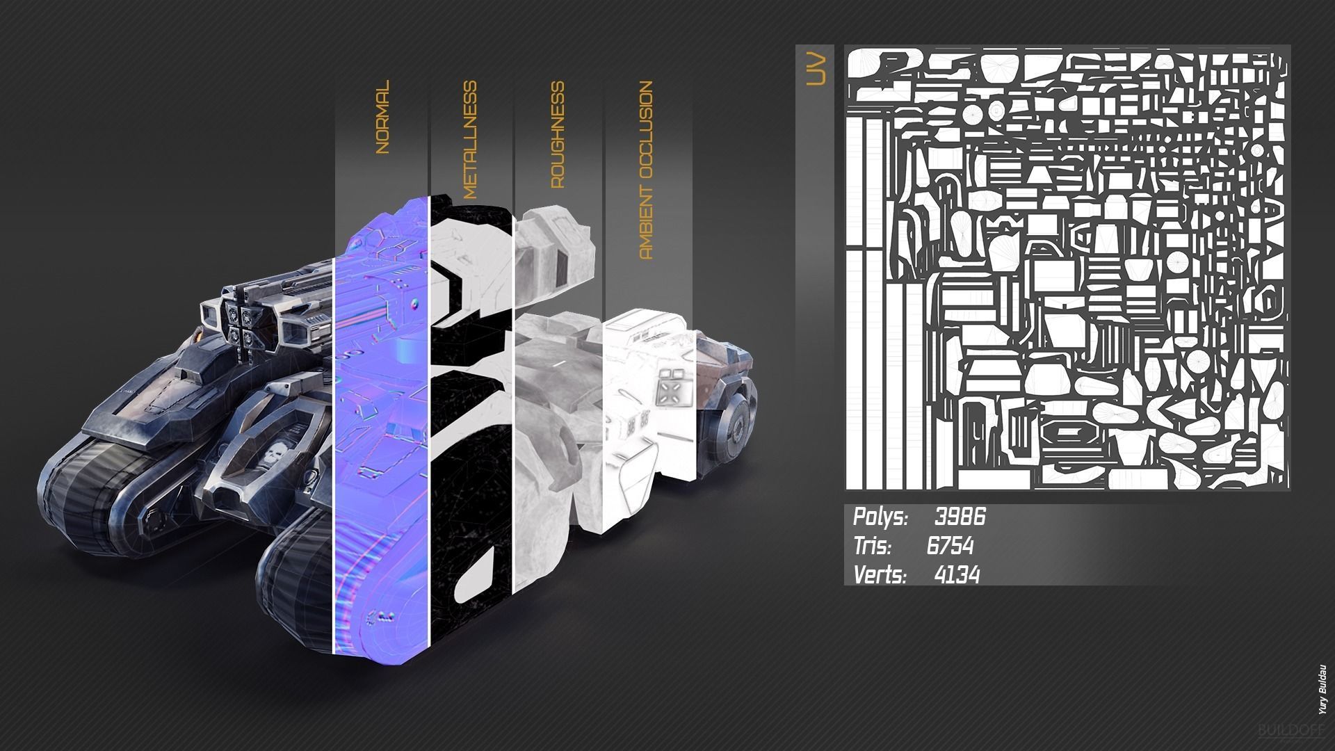 Sci-fi tank by starcraft concept Low-poly 3D model_4