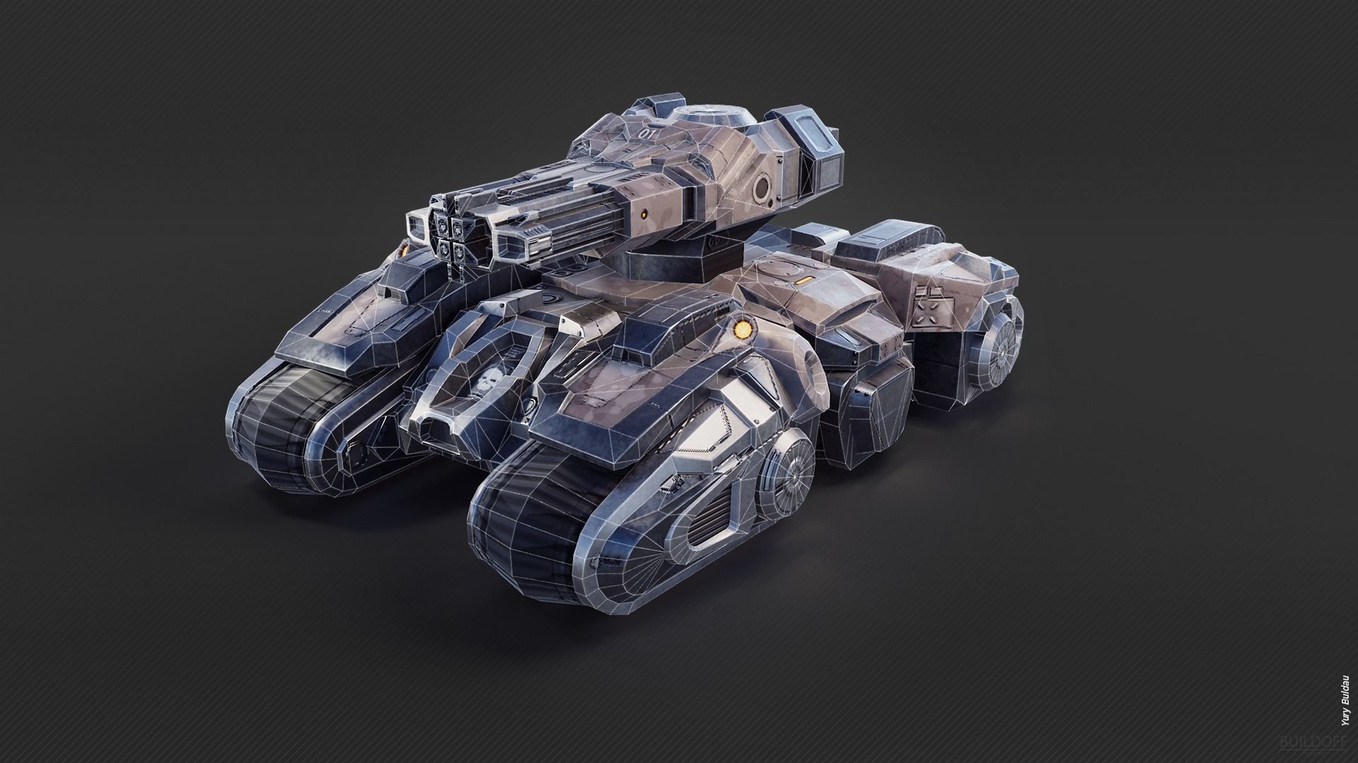 Sci-fi tank by starcraft concept Low-poly 3D model_3