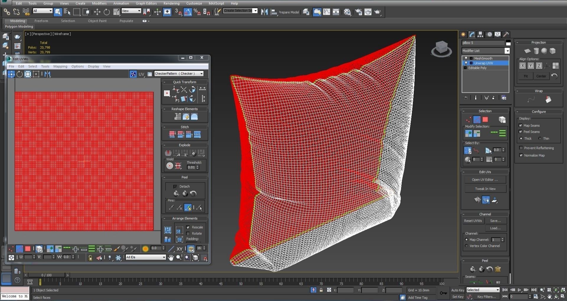 25 Decorative set pillow Low-poly 3D model_29